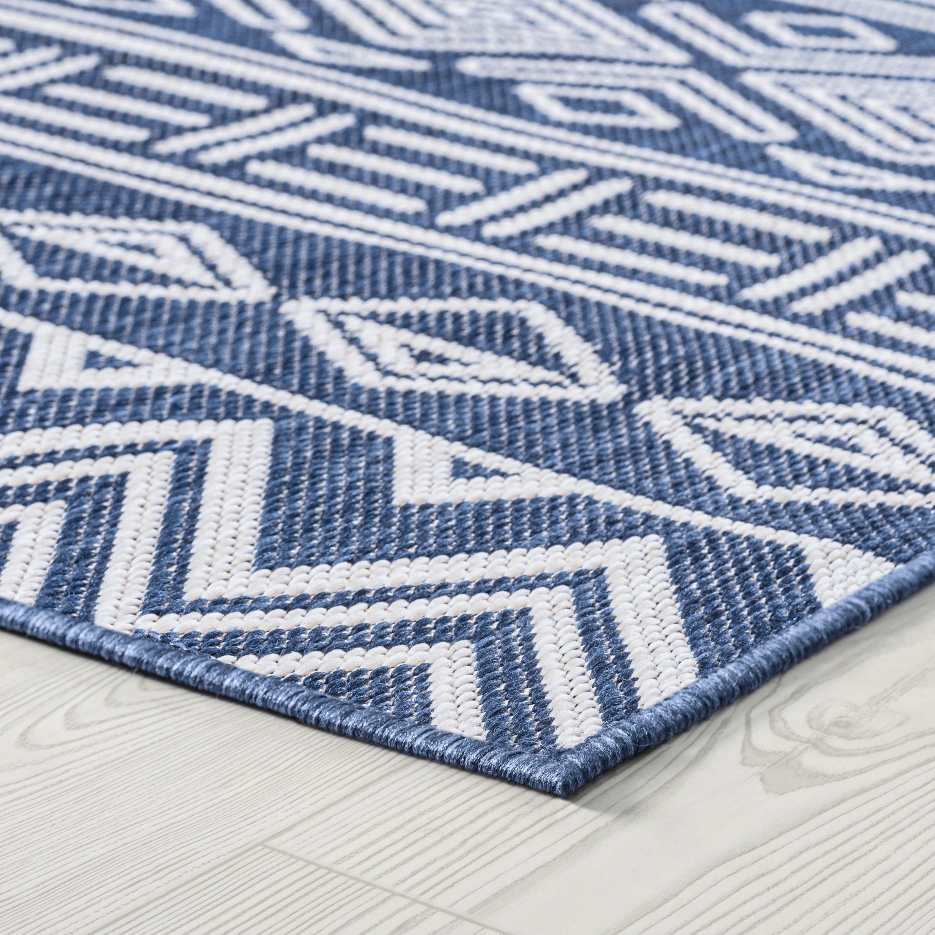 5x8 Water Resistant, Indoor Outdoor Rugs for Patios, Front Door Entry, Entryway, Deck, Porch, Balcony | Outside Area Rug for Patio | Blue, Moroccan | Size: 5'3'' x 7'3''