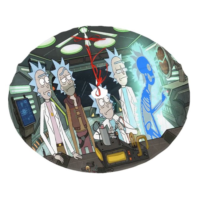 Falda para árbol de Navidad de Rick y Morty, suave y divertida, decoración navideña navideña de granja de 30"