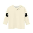 thumbnail image 3 of IUYRTFE Kids Halloween Print 3/4 Sleeve Round Neck Shirt Soft Comfortable Breathable Top for Girls Casual Party Wear Cute Daily Leisure for Birthday Christmas(Beige,9-10 Years), 3 of 3