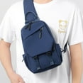thumbnail image 3 of Sling Backpack, Canvas Crossbody Hiking Daypack Bag with Anti-theft Pocket-blue, 3 of 5