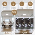 thumbnail image 5 of Spring Flowers Window Privacy Film,Blue Floral Leaves Birds Country Farm Wood Grain Static Cling UV Sun Blocking Window Tint Day and Night,Non-Adhesive One Way Privacy Cover 17.7''x39.3'', 5 of 7