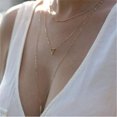 thumbnail image 3 of Collares en capas de oro para mujer, chapados a mano, barra multicapa, perlas, moneda, disco, luna, mariposa, medallón ajustable, 3 of 5