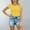 Yellow, variant on Oplxuo Womens Summer Short Sleeve T Shirts Slim Fitted Raglan Color Block Crop Tops 2026 Basic Casual Y2k Stretchy Tee