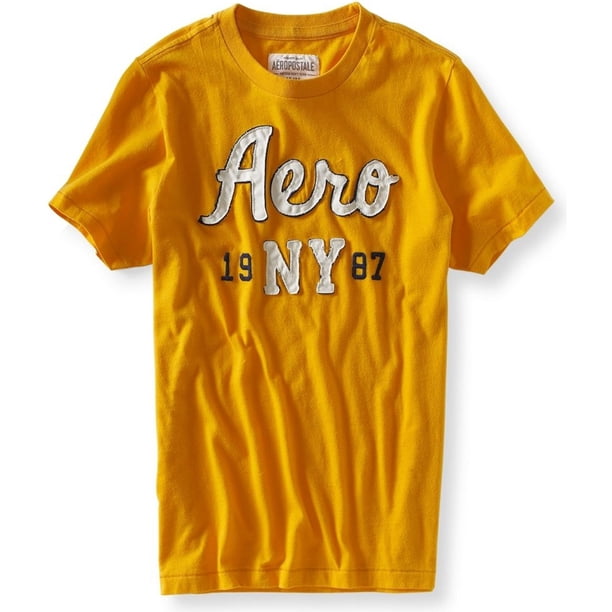 Aeropostale Camiseta gráfica para hombre 19 Ny 87, amarillo, extra pequeño