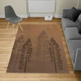 thumbnail image 2 of Country Turkish Area Rug, Pine Trees in the Forest on Foggy Seem Ombre Backdrop Wildlife Adventure Art, Soft Carpet for Living Room Decor, 2.6' x 5', Umber Black, by Ambesonne, 2 of 4