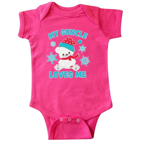 

Inktastic Polar Bear My Guncle Loves Me in Santa Hat with Snowflakes Gift Baby Boy or Baby Girl Bodysuit