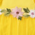 thumbnail image 4 of KPOPLK Two Piece Newborn Baby Girl Clothes Muslin Bubble Romper Summer Cute Ruffle Short Sleeve Infant Bodysuits Outfit with Headband(12-18 Months,Yellow), 4 of 5