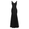 thumbnail image 4 of ZAZYULZ Womens Sundresses Womens Sequin Double V Neck Lace Embroidered Bodycon Mermaid Evening Dress for Women Casual Dresses for Women 2024 Casual Dress (Black,XL), 4 of 5