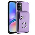 thumbnail image 3 of Wallet Case Compatible for Samsung Galaxy A15 with Card Holder, Rotation Finger Ring Kickstand Card Slots Case, Classic PU Leather Shockproof Magnetic Button Cover for Galaxy A15, Purple, 3 of 7