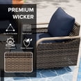 thumbnail image 6 of COOS BAY Outdoor Wicker Glider Chair Patio Rattan 360° Swivel Rocking Chair with Blue Cushions for Garden, Poolside, Backyard (Set of 2), 6 of 9