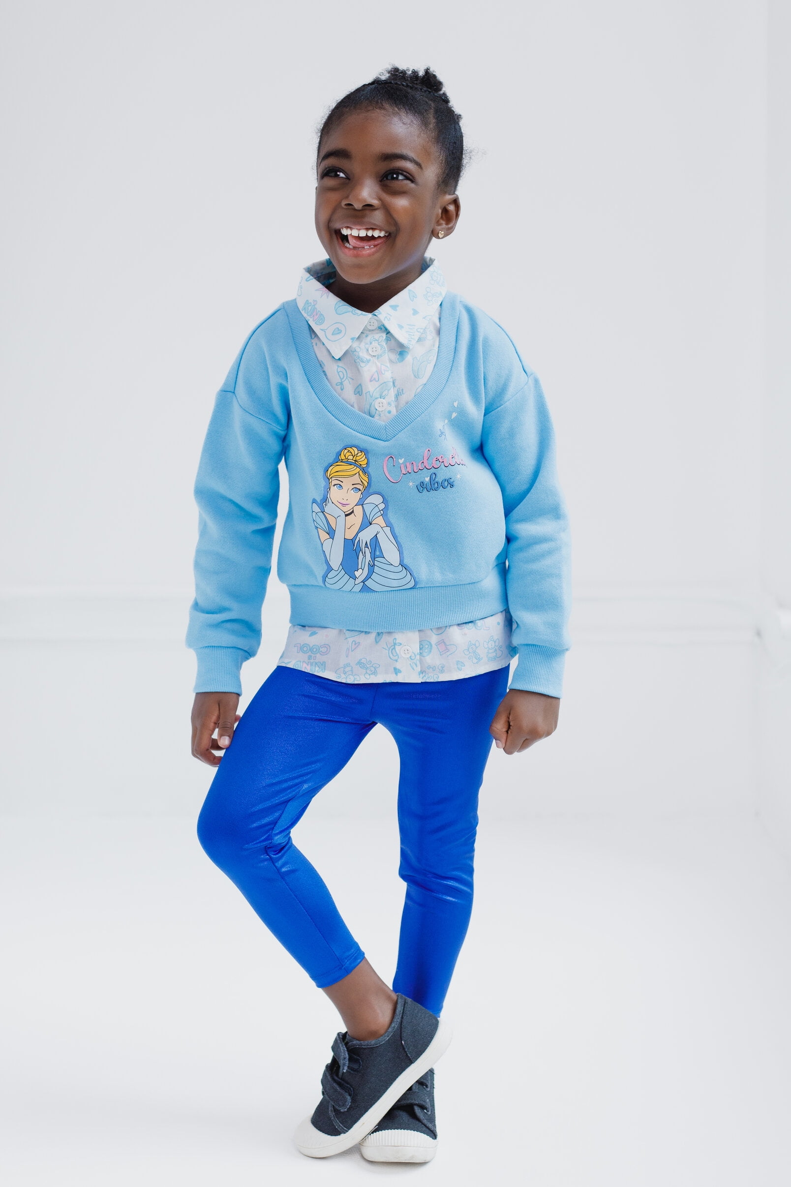 Disney Princess Cinderella 2fer Fleece Sweatshirt and Leggings Outfit Set Toddler to Big Kid