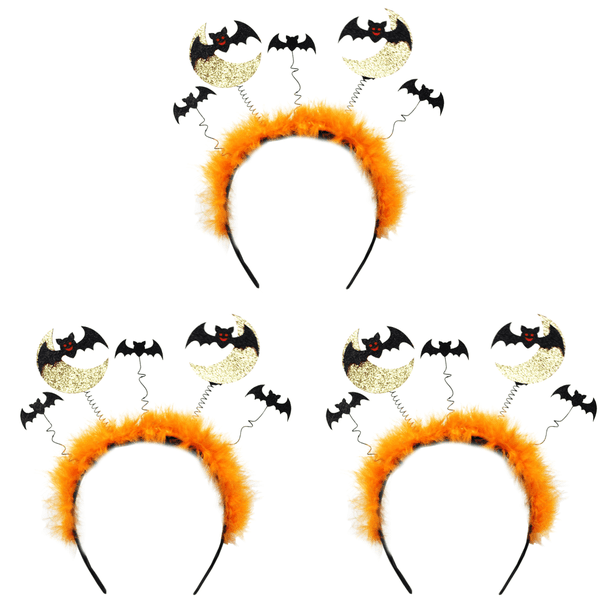Diadema Murciélago Lentejuelas Halloween Cosplay Esponjosa para Disfraz Fiesta () Naranja