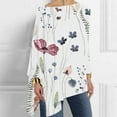 thumbnail image 2 of Womens Plus Size Long Sleeve Tops Boat Neck Vintage Floral Printed Pullover Casual Loose-Fit Irregular Hem T-Shirts Blouse, 2 of 5