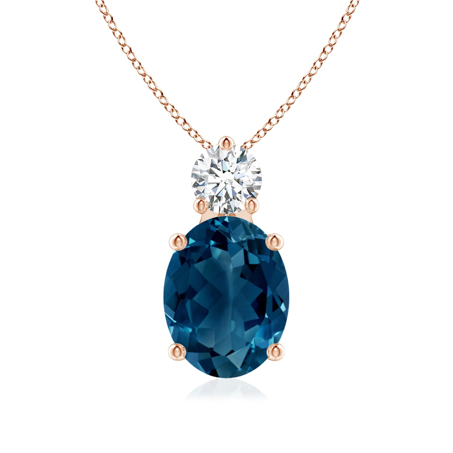 Angara 2.25 ct. London Blue Topaz Pendant Necklace9x7mm Oval London