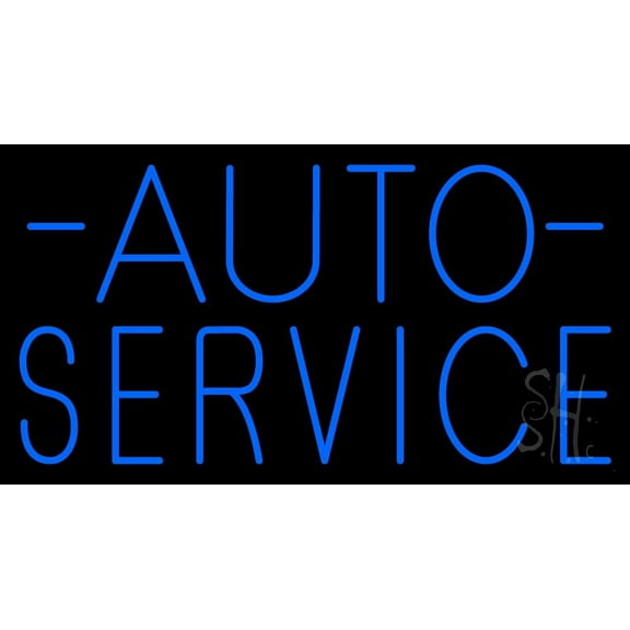 Auto Service Block LED Neon Sign 13 x 24 - inches, Clear Edge Cut Acrylic Backing, with Dimmer - Bright and Premium built indoor LED Neon Sign for automotive store, and mall.