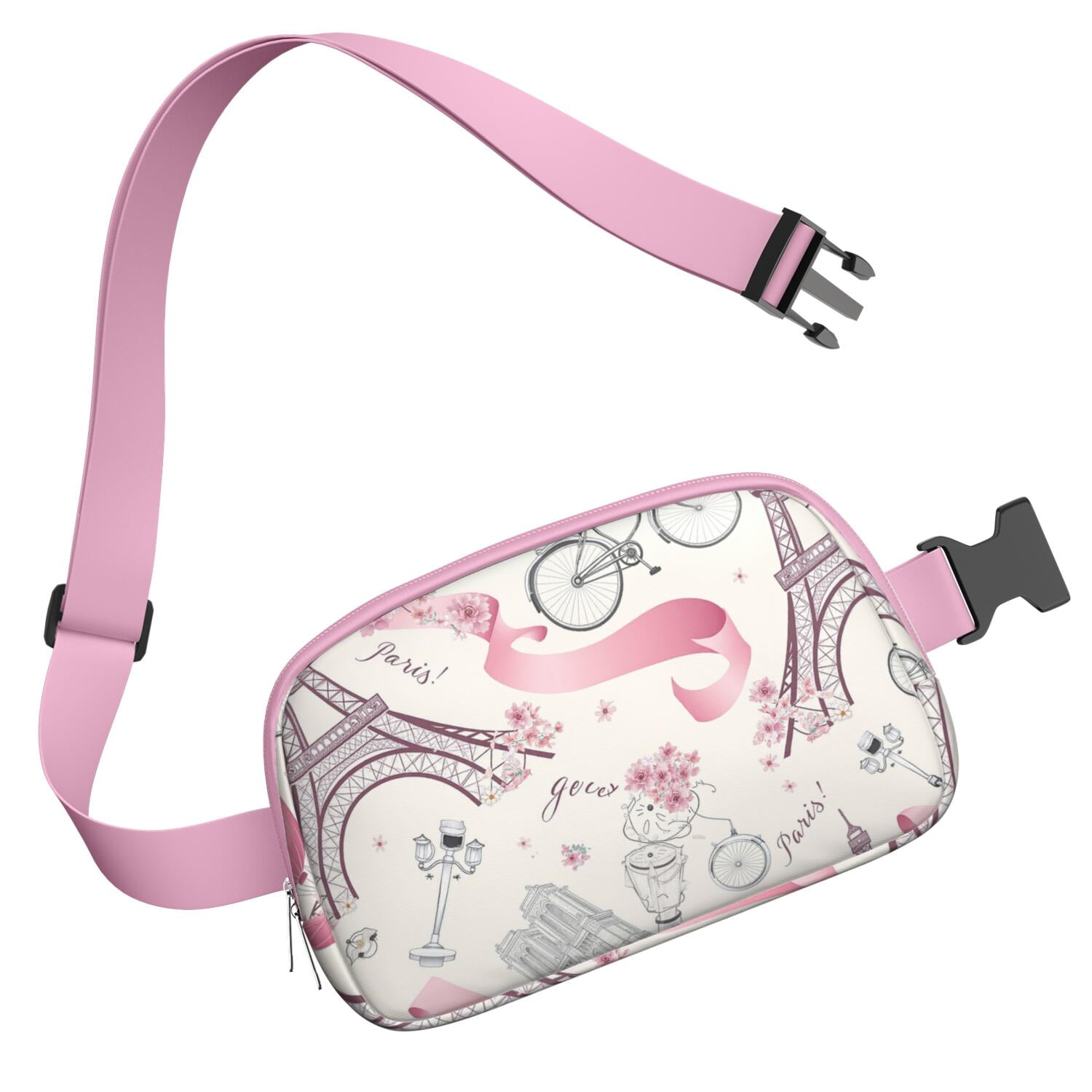 Paris Cross Body Bag Belt Bag for Women Waterproof Fanny Pack for Women Fashion Belt Bag Waist Packs for Music Festival Event