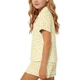 thumbnail image 4 of FAVIPT Pajamas Sets for Girls Summer Leopard Collared Short Sleeve T-Shirt and Shorts 2Pcs Pajama Button Down Loungewear Set Yellow,5-6Years, 4 of 7