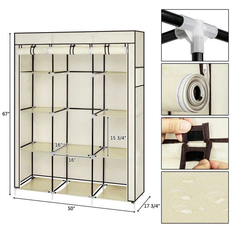 UNITSTAGE Portable Closet Wardrobe with Shoe Rack Freestanding Portabl – My  Store