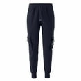 thumbnail image 4 of Kvture Mens Casual Cargo Joggers Drawstring Elastic Waist Tapered Work Cargo Pants Outdoor Hiking Pants with Pockets Navy XL, 4 of 7