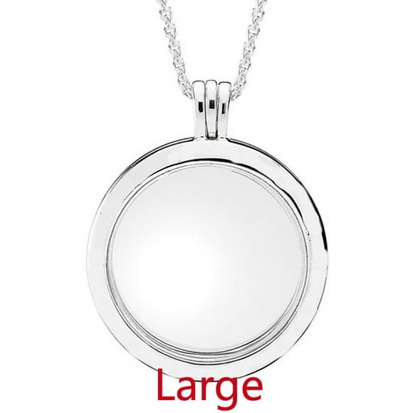 Sparkling Heart Large Key With Crystal Round Lockets Floating 925 Sterling Silver Necklace For Europe Bead Charm Diy Jewelry