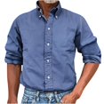 thumbnail image 2 of BiZtdJrK Men's Dress Shirt Regular Fit Long Sleeve Button Down Shirts Solid Business Casual Shirt Lightweight Office Work Lapel Shirts Limited Time Deals Dark Blue XXXL, 2 of 6