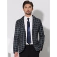 thumbnail image 2 of Unique Bargains Plaid Blazers for Men's Notch Lapel Contrasting Color Checked Sports Coats XL Black, 2 of 6