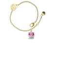 thumbnail image 2 of Delight Jewelry Silvertone Owl with Hot Pink & Clear Crystal Eyes Gold-tone Rose Link Chain Bracelet, 6.25"+1.75" Extender, 2 of 4