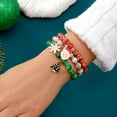 thumbnail image 3 of Faty-T Christmas Beaded Charm Bracelet Set for Women and, Holiday Accessories in Red Green White with Santa Snowflake Wreath Bell Designs, Random Soft Clay Colors, 3 of 8