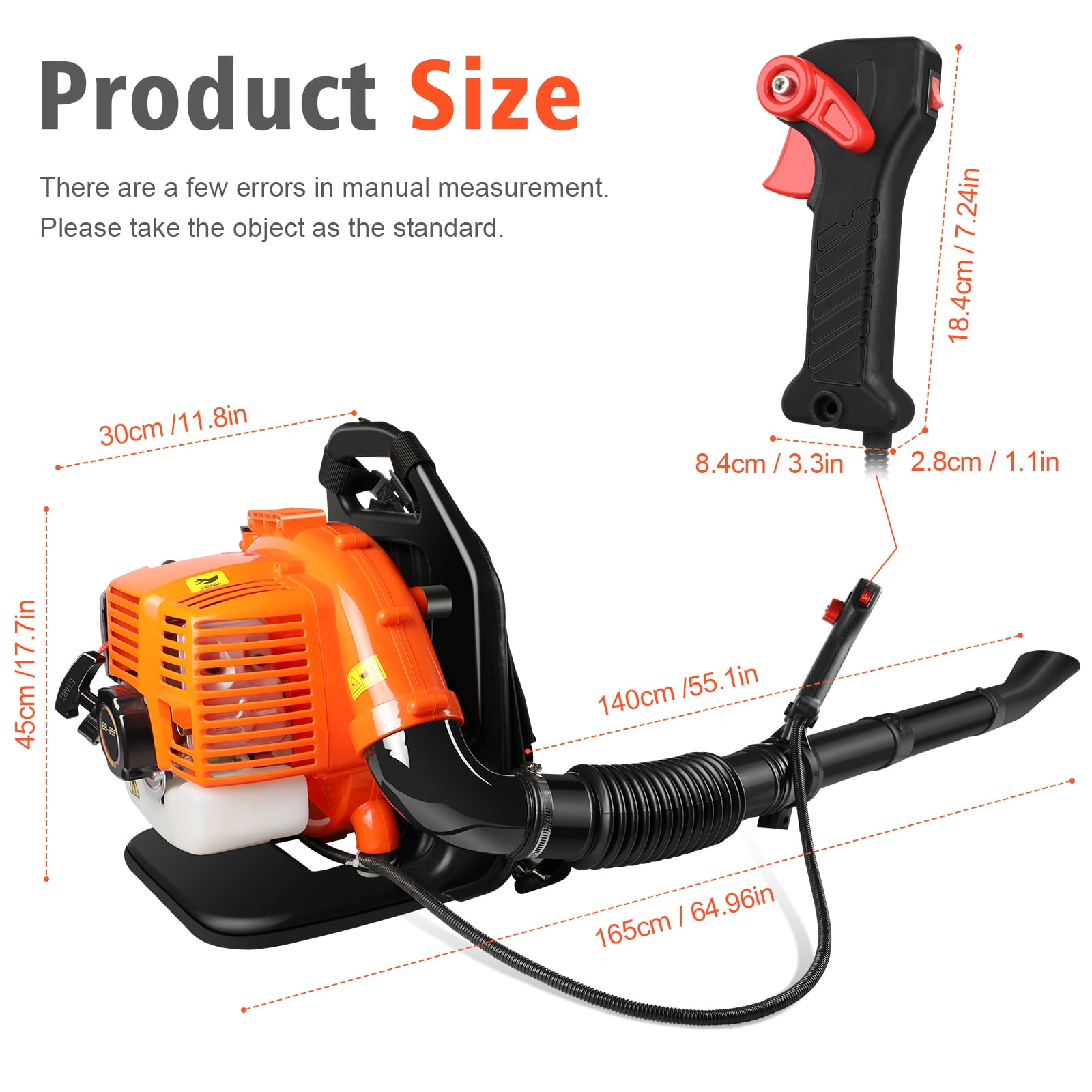 43CC Gas Backpack Leaf Blower, 665 CFM, 2800 RPM, 2-Stroke Engine Gas Blower for Landscaping, Snow Removal, and Heavy-Duty Yard Work – Lightweight, Quiet