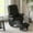 Black-1, variant on LAZZO Leather Glider Chairs, Rotatable Rocking Chair with Ottoman for Indoor, Living room, Office, Brown
