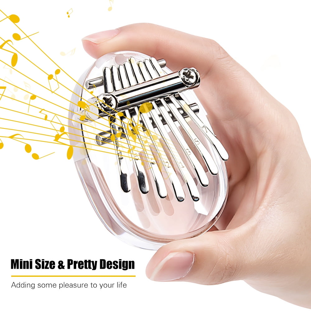 Thumb Instrument AKDSteel Mini Thumb Piano Portable 8-Tone Acrylic Crystal Kalimba with Lanyard Easy to Learn Musical Instruments 