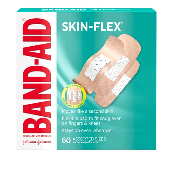 BAND-AID Brand Skin-Flex Adhesive Bandages, Assorted Sizes, 60 Count