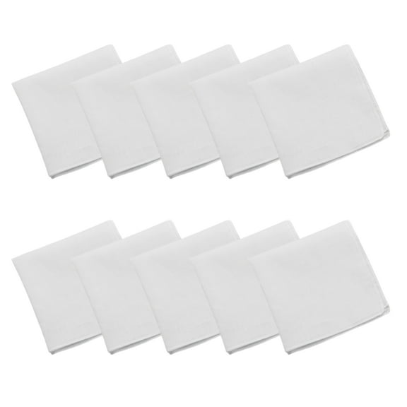 Pack of 10 Men's Cotton Handkerchiefs in White Small Handkerchief Hankie for Everyday Use and Easy to Carry