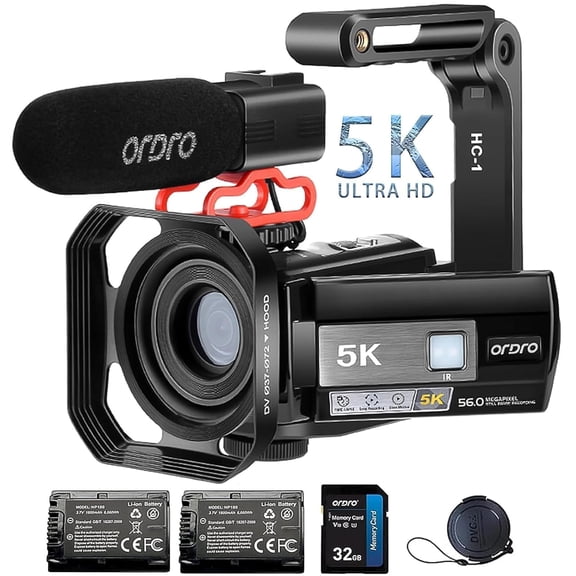 ORDRO 5K Video Camera 56MP Camcorder 18X Digital Zoom Vlogging Camers for YouTube Photography