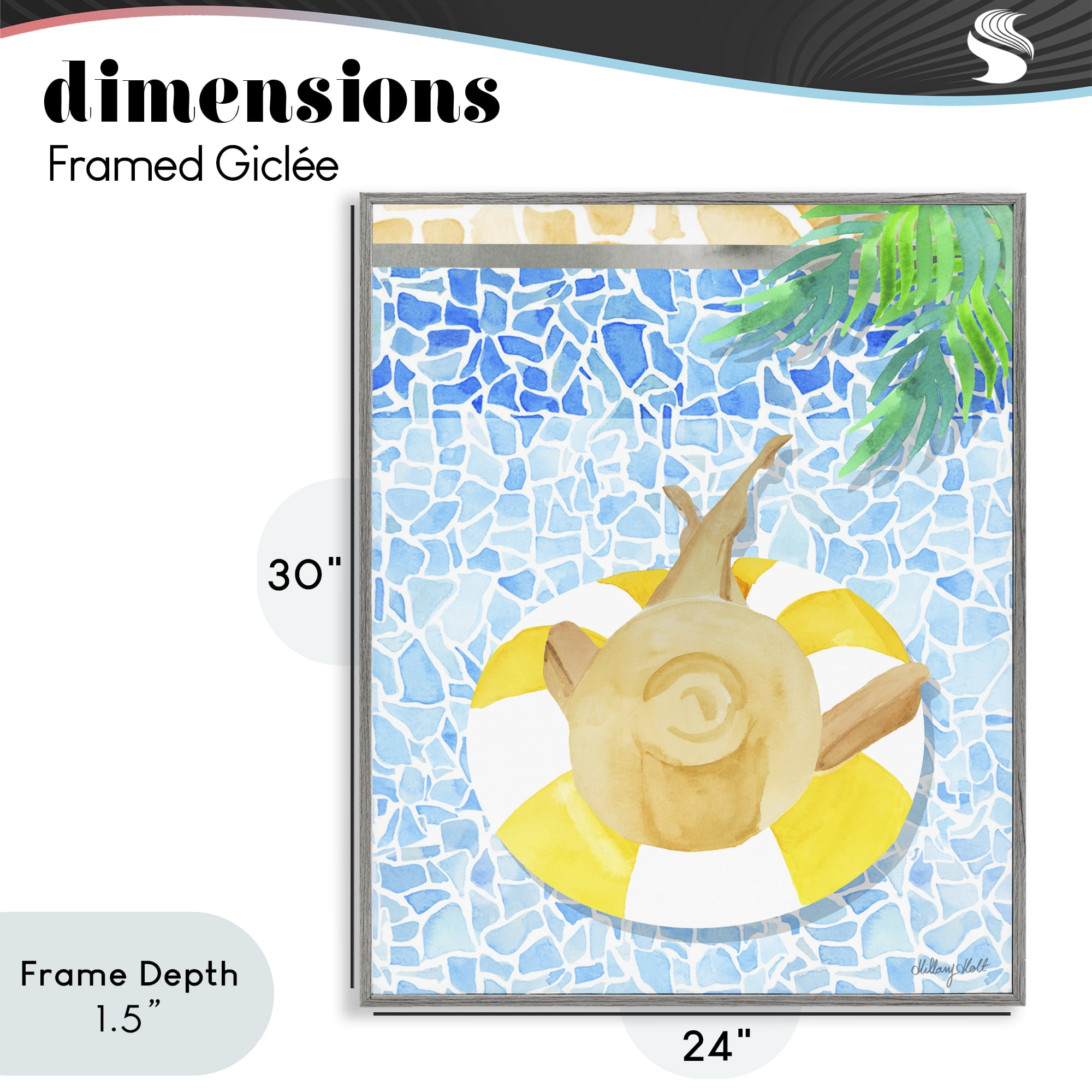 Stupell Industries Summer Poolside Drift Gray Framed Giclee Art, design by Hillary Holt