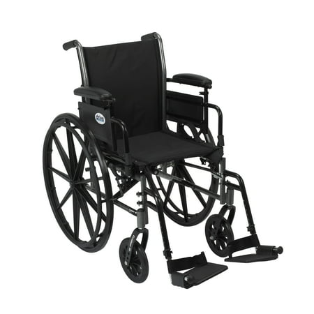 Drive Medical Cruiser III Light Weight Wheelchair with Flip Back Removable Arms, Adjustable Height Desk Arms, Swing away Footrests, 20"