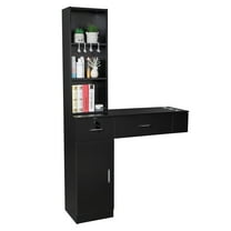 GoDecor Wall Mount Barber Station Hair Styling Drawer Storage Beauty Salon Spa Equipment, Black