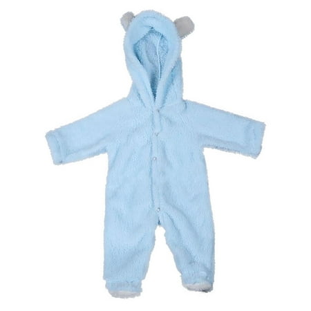 

QWERTYU Newborn Infant Baby Long Sleeve Clothes Romper for Girl Boy Cotton Winter Warm Fleece Hooded Jumpsuit 0-12M Blue 6M