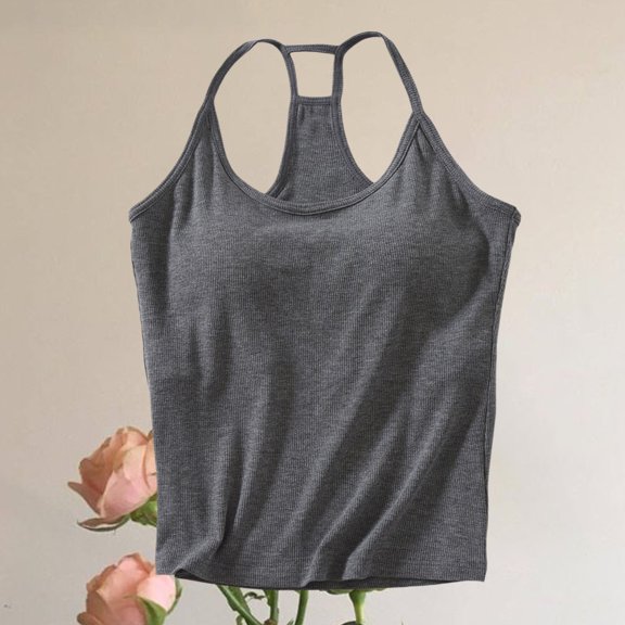 Women Sleeveless Camisole Shirts Equipped with Removable Adjustable Thin Straps Breathable Soft Fabric for Shopping Trip Home Workout Stretch Cami Tank Shirts (Dark Gray,XL)