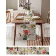 thumbnail image 3 of Table Runner Dresser Scarves 90 Inch Long,Garden Watercolor Blossom Flower Linen Dining Table Runners Floral on Retro Letter Stamp Texture Tabletop Scarf for Wedding Holiday Party Kitchen, 3 of 9