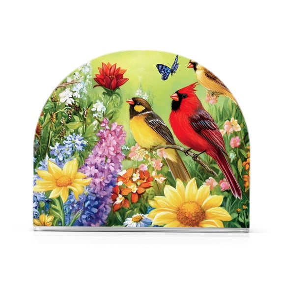 Ryvnso Cardinal Bird and Butterfly Acrylic Napkin Holder Table Kitchen Paper Tissue Organization