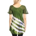 thumbnail image 2 of Sakkas Lulu Short Sleeve Summer Casual Fresh Blouse Top Lace Tie-dye & Corset - Green - Plus Size, 2 of 5