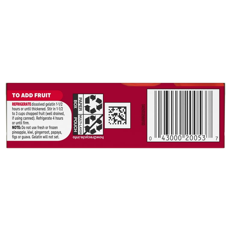 Jell-O Cherry Gelatin Dessert Mix Family Size 6 oz Box