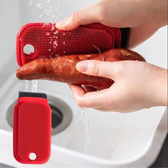 Vegetable Brush Potato Scrubber for Food, Ideal Veggie Wash Brushes for Fruits,Potatoes,Carrots - Red