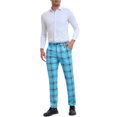 thumbnail image 2 of INSPIRE CHIC Plaid Dress Pants for Men's Slim Fit Straight Leg Formal Tartan Printed Pants 28 Light Blue, 2 of 5