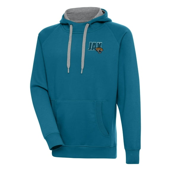 Men's Antigua Teal Jacksonville Jaguars Victory Pullover Hoodie