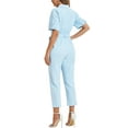thumbnail image 3 of INSPIRE CHIC Women's Jumpsuit Short Sleeve Collared Button Down Tie Waist Cotton Cargo Jumpsuit M Light Blue, 3 of 5