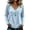 Light Blue, variant on Womens Long Sleeve V Neck Tops Summer Solid Color Loose Fit Shirts Raw Edge Hem Fashion Casual Daily Blouse
