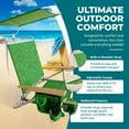 thumbnail image 5 of Bliss Hammocks Folding Beach Chair with Canopy, Storage Pouch, & Cup Holder, 5 Reclining Positions, 275 Lb. Capacity (Green Banana Leaf), 5 of 7