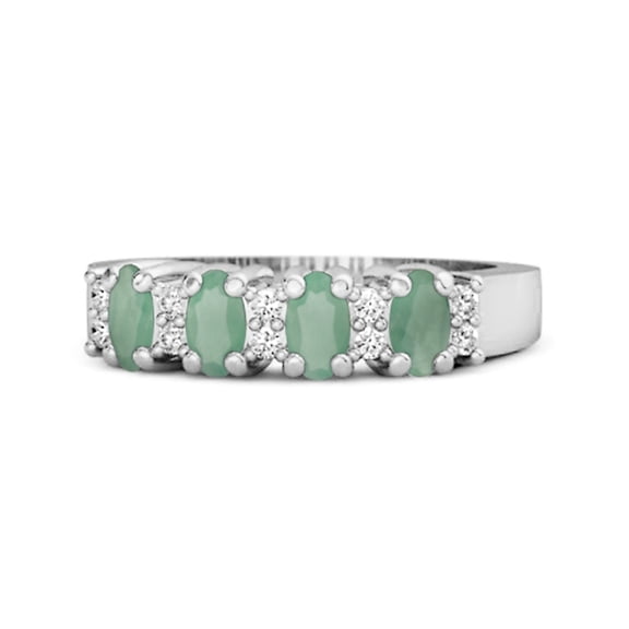 Mooneye Genuine Oval 1.25 Cts Emerald Four Stone 925 Sterling Silver Women Valentines Day Gifts Ring